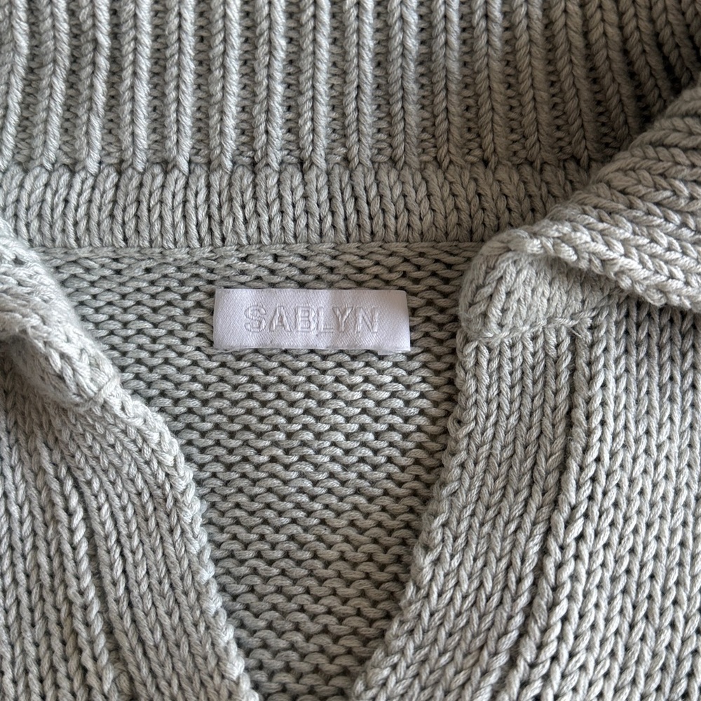 Cropped Rib-Knit Collared Sweater - Light Sage - Picture 2 of 6
